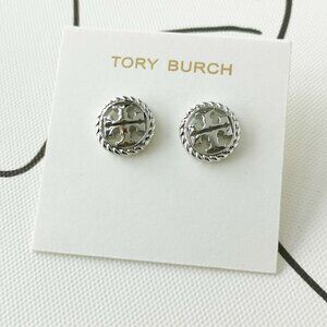 ✨Tory Burch✨ Rope Logo Silver Stud Earrings